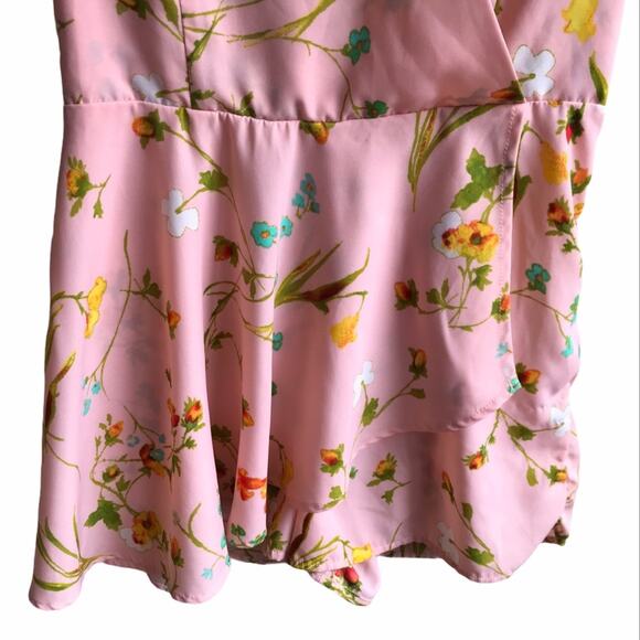 Copper Key Floral Print Romper Size S Faux Wrap Short Flutter Sleeves Outfit - Picture 6 of 12